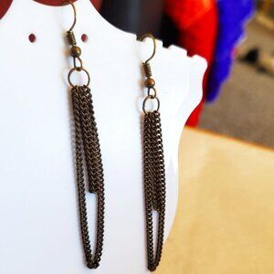 2IN Bronze Hook Loop Tassel Dangle Earrings Artisan